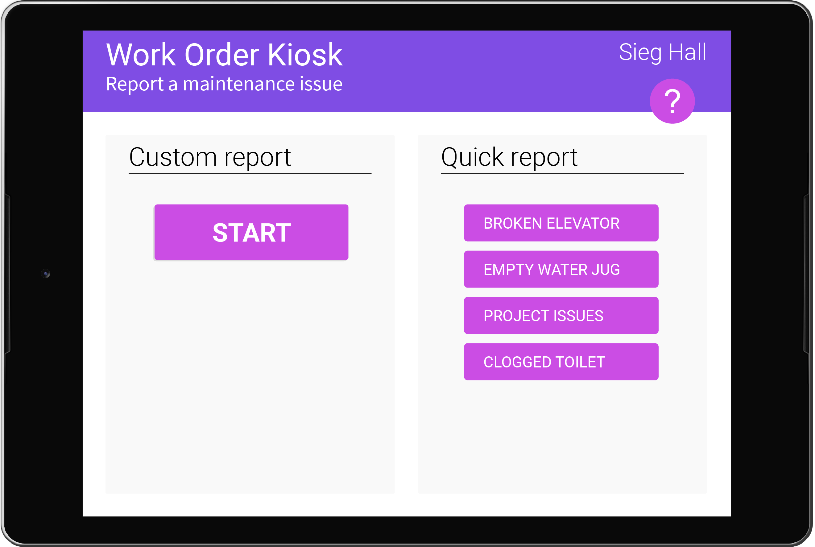 Hi-fidelity prototype of the kiosk screen