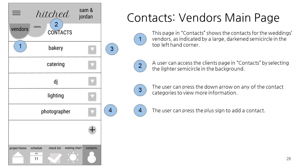 contacts vendors main page